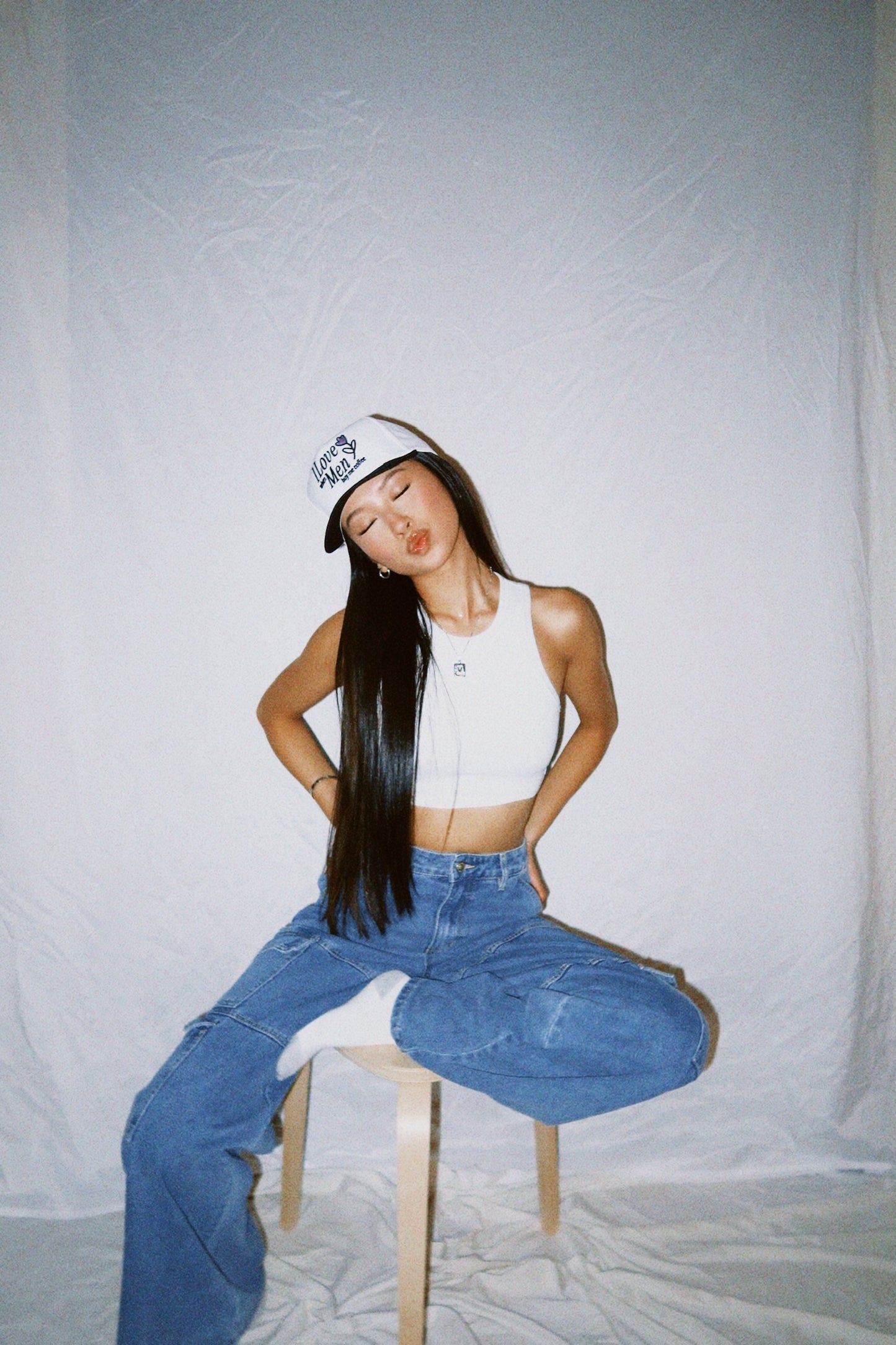 "I Love Men" Trucker Hat (Lilac x R&R) image 2