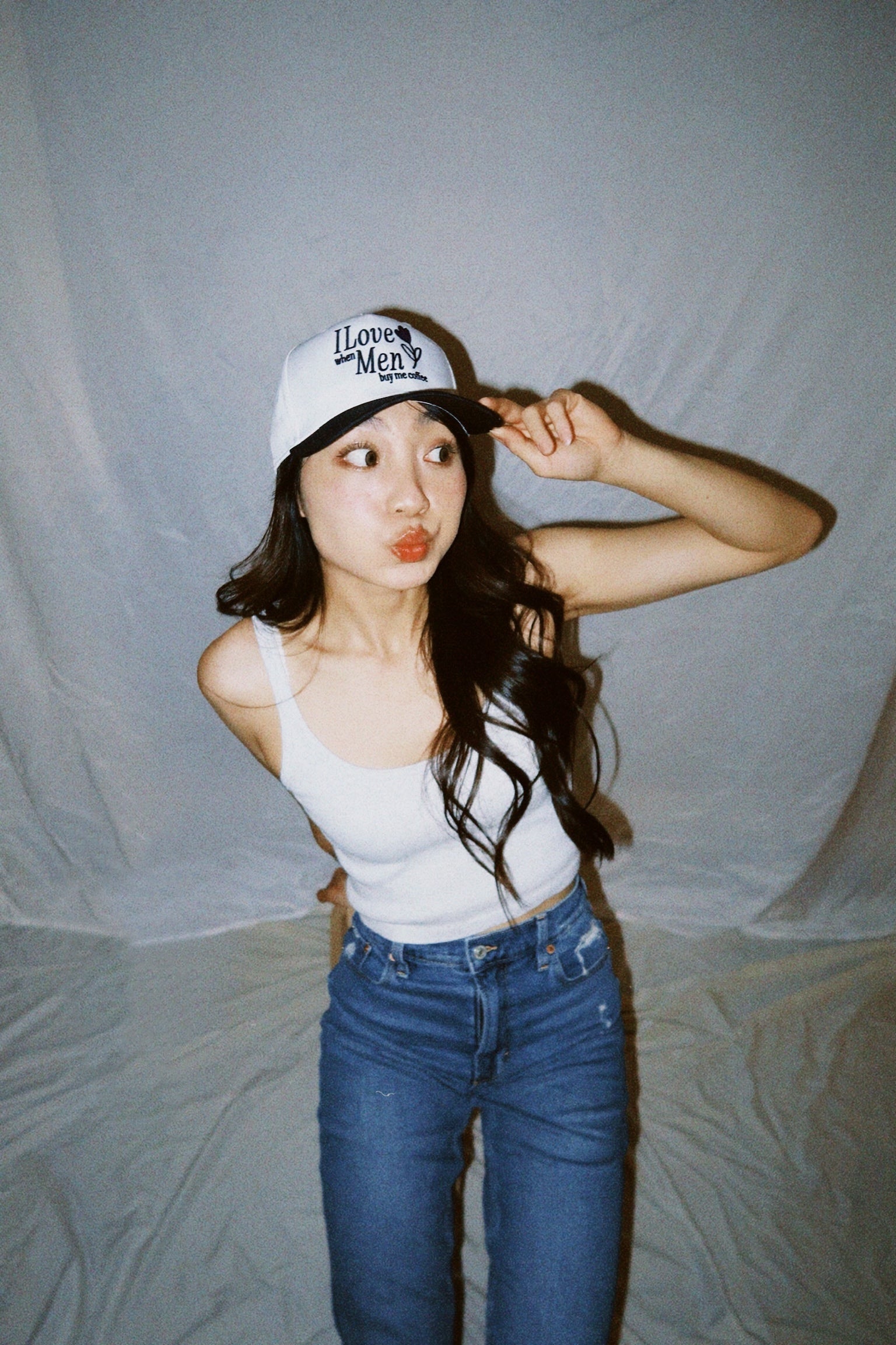 "I Love Men" Trucker Hat (Lilac x R&R) image 3